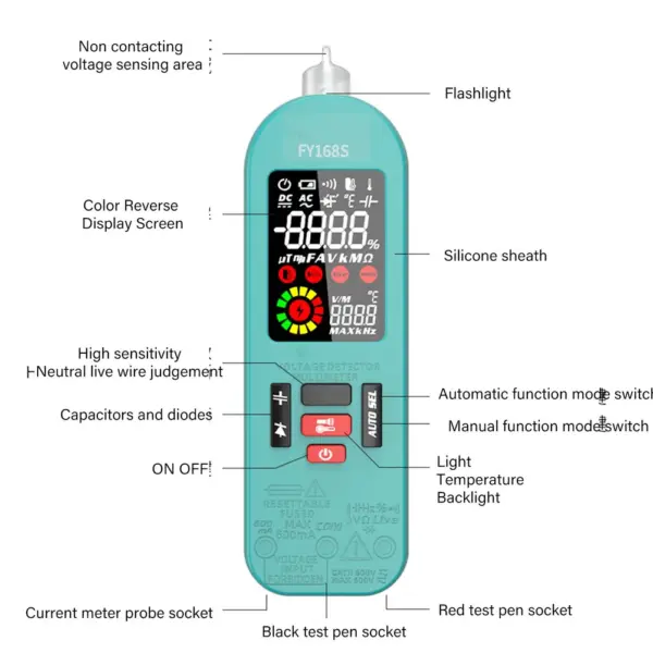 Multimeter With Circuit Break Detection Auto-ranging DMM Blue Digital Multimeter Built-in 400mAh Battery Electrical Repair