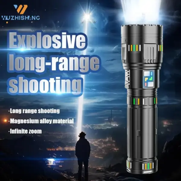 Tactical LED Flashlight Zoom Focus System USB C Rechargeable Power Level Indicator Waterproof for Emergency Rescue Operations