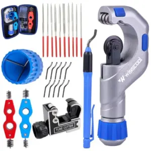 WISSCOOL Copper Pipe Cutter Kit with Pipe Cutter 3/16"-2", Mini Tube Cutter 1/8" to 1-1/8", Deburring Tool Pipe Reamer Needle F