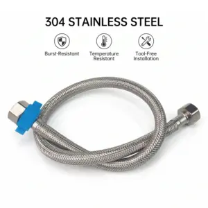 1/2" SS304 Braided Hose,Double End Flexible Pipe, Hot Cold Water, Leak Proof,Explosion-Proof,Easy Installation for Faucet Toilet
