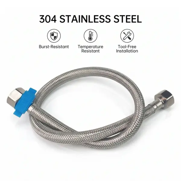 1/2" SS304 Braided Hose,Double End Flexible Pipe, Hot Cold Water, Leak Proof,Explosion-Proof,Easy Installation for Faucet Toilet