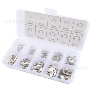 120pcs 304 Stainless Steel/ 65# Mn Steel E Clip Circlip Retaining Ring Washer M1.5 M2 M3 M3.5 M4 M5 M6 M7 M8 to M10