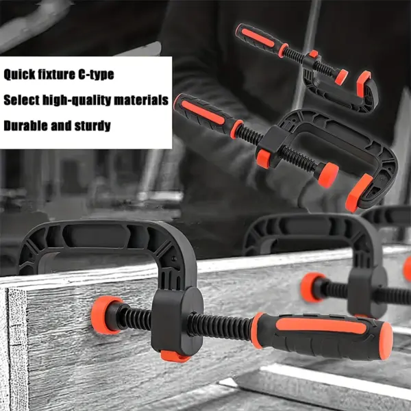 2-Piece C-shaped Fixture Set, Sliding T-shaped Handle with Jaw Opening, Industrial Strength suitable for Woodworking Fixtures