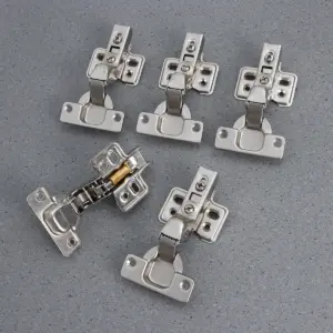 5Pcs Stainless Steel Hydraulic Concealed Hinges 1.2mm Thickness Heavy Duty Cabinet Door Hinge with Positioned Holes Nylon Washer