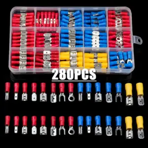 102/122/222/280/300pcs Assorted Spade Terminals Insulated Cable Splice Butt Connector Electrical Wire Crimp Ring Fork Lugs Kit