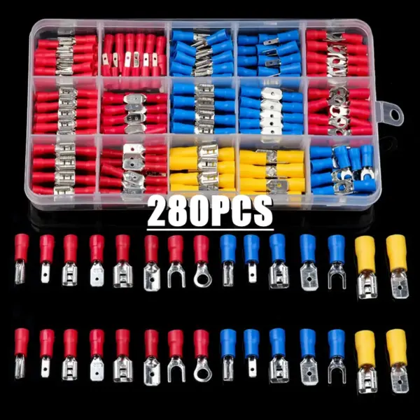 102/122/222/280/300pcs Assorted Spade Terminals Insulated Cable Splice Butt Connector Electrical Wire Crimp Ring Fork Lugs Kit