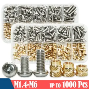 Brass Threaded Heat Set Insert Nut and Hexagon Allen Screw M2 M3 M4 Kit Hot Melt Copper Nut Bolt for Printing 3D Plastic Inserts