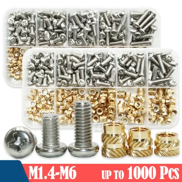Brass Threaded Heat Set Insert Nut and Hexagon Allen Screw M2 M3 M4 Kit Hot Melt Copper Nut Bolt for Printing 3D Plastic Inserts