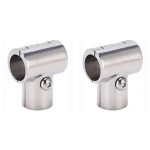 【ORNAMENT】2X 90° T Tee Tube Pipe Connector 1In/25.4Mm ID Separable Stainless Steel Boat Hand Rail Accessories T Tube Fitting