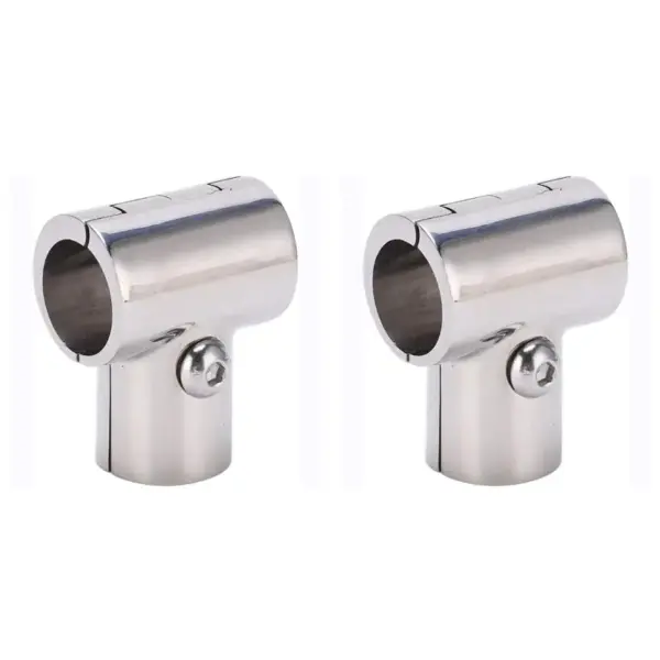 【ORNAMENT】2X 90° T Tee Tube Pipe Connector 1In/25.4Mm ID Separable Stainless Steel Boat Hand Rail Accessories T Tube Fitting