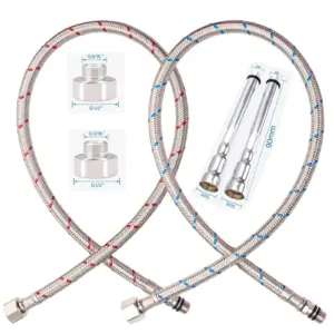 2PCS Flexible Plumbing Pipes G1/2 G9/16 Cold Hot Mixer Faucet Stainless Steel/Nylon Water Supply Pipe Braided Hoses 60/80/100cm