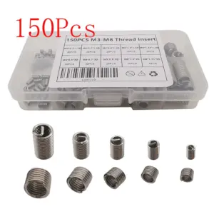 150Pcs/Set Stainless Steel M3 M4 M5 M6 M8 Rivet Nut Set Helicoil Thread Rivet Repair Insert Repair Sleeve Assortment Kit