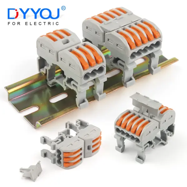 5PCS Quick Push-in Type Conductor Connectors With DIN Rail 2213/2215 Universal Compact Wring Terminal Block Splitter 32A/600V