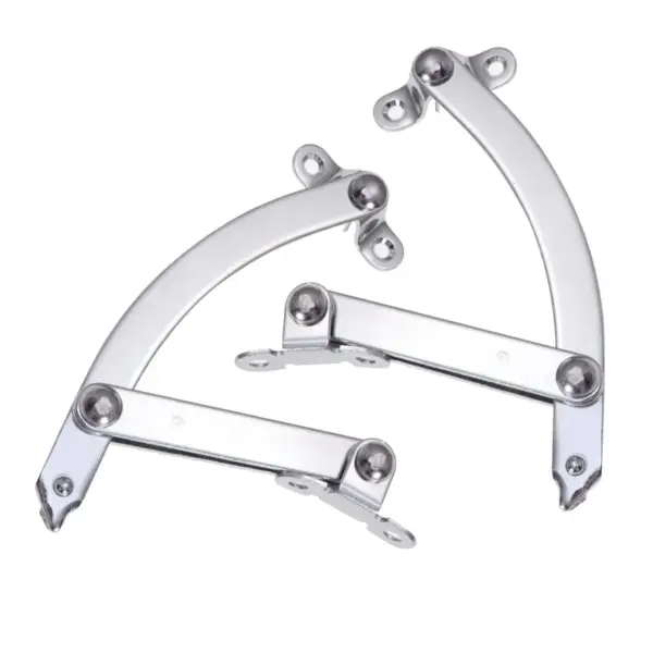 2Pcs Cabinet Door Gas Support Heavy Duty Satin Silver Metal Struts Stopper Lid Stay Opens 90 Degree Spring Lift for Furniture