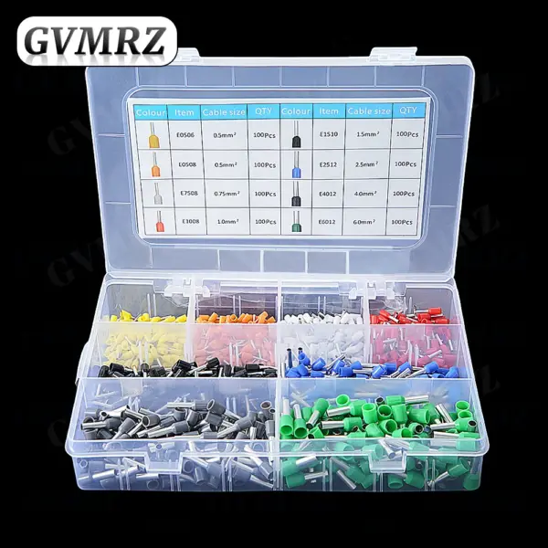 800PCS Electrical Tube Insulated Terminal VE Tubular Crimp Terminals Wire Cable Connector KIT Ferrules Terminal Connectors