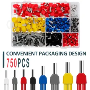 750PCS Double Wire End Ferrules Kit Multipurpose Reliable Twin Wire End Ferrules with Box Easy to Utilize for Cable Connecting