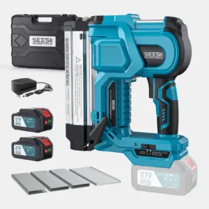 SEESII Electric Impact Nail Gun 1000pcs Nails/Staples Woodworking 2 in 1 Stapler Gun Electric Nail Gun DIY Tools 4.0Ah Battery