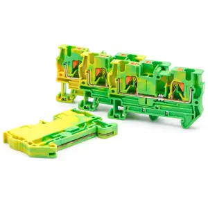10Pcs PT 4-PE Grounding Terminal Block 4mm² DIN Rail Secure Spring Clamp Reliable Electrical Wiring