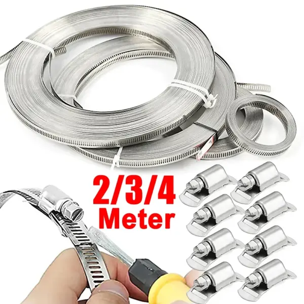 304 Stainless Steel Hose Clamps Strap DIY Sized Screw Band with Fasteners Worm Gear Clip Adjustable Tube Pipe Ducting Hose Clamp