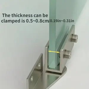 2-Pack 304 Stainless Steel Invisible Glass Door Hinges - No-Drill, Non-Perforated 270° Rotating Clips for Heavy Duty Display & W