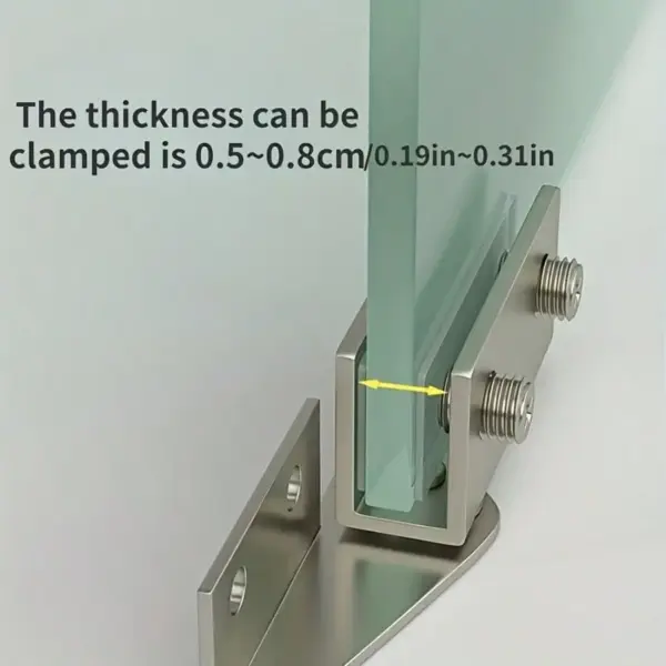 2-Pack 304 Stainless Steel Invisible Glass Door Hinges - No-Drill, Non-Perforated 270° Rotating Clips for Heavy Duty Display & W