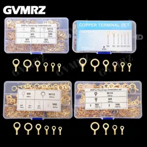150~540PCS M3/M4/M5/M6/M8/M10 Ring Lugs Eyes Copper Crimp Terminals Cable lug Wire Connection Non Insulated Assortment Kit