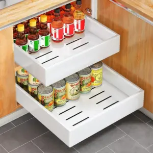 2Pack Pull out Cabinet Organizer, 21"Deep, Heavy Duty Full-extension Slide out Drawers for Kitchen Cabinet, Roll out Shelf Stora
