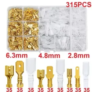 Quick Splice  Male and Female Wire Spade Connector Crimp  Assortment Kit Golden Insulating Sleeve Electric Terminal Connector