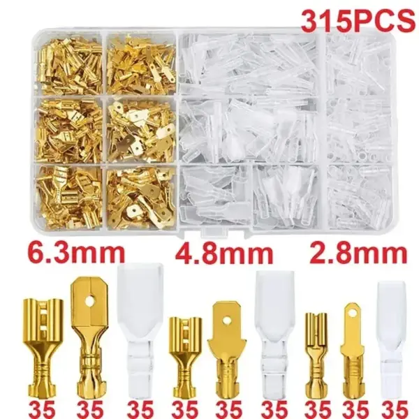 Quick Splice  Male and Female Wire Spade Connector Crimp  Assortment Kit Golden Insulating Sleeve Electric Terminal Connector