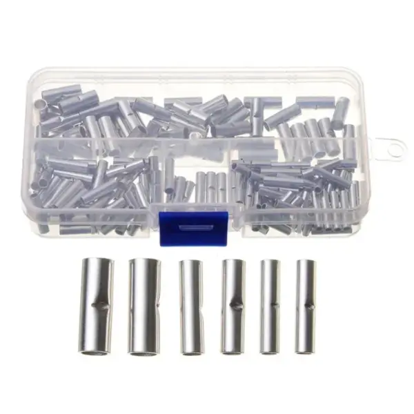 150pcs Non-Insulated Butt Connector Ferrules Kit Bare Tinned Crimp Terminals 0.5-6mm²  22-10AWG  for Electrical Wiring