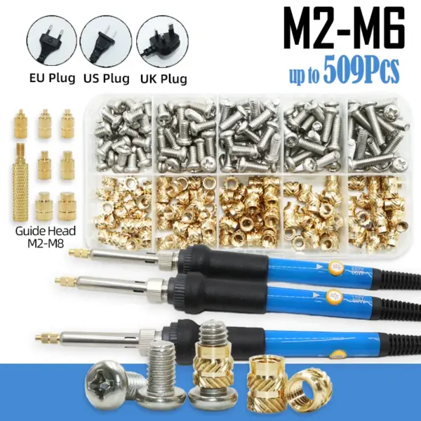 Heat Set Thread Brass Insert Nut and Bolt M2 M3 M4 Soldering Iron Tip Copper Insertion Nut Machine Screw Kit Inserts 3d Printer
