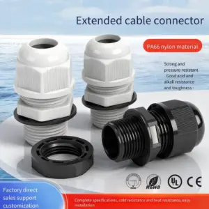 10 Pieces High-end extended PA66 nylon cable waterproof joint flame retardant IP69KM type PG external thread connection gland