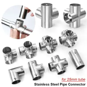1Pcs New Tee Straight Elbow Pipe Connector 2/3/4/5/6 Way Stainless Steel Pipe Fittings 25mm Tube Joint Furniture Hardware