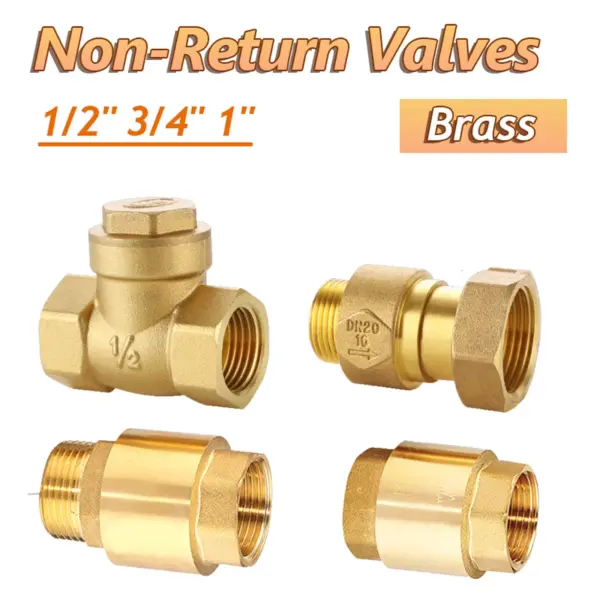 1Pcs Brass One Way Check Valves 1/2" 3/4" 1" BSP Male/Female Thread Non Return Valve Spring Swing Vertical Check Valve