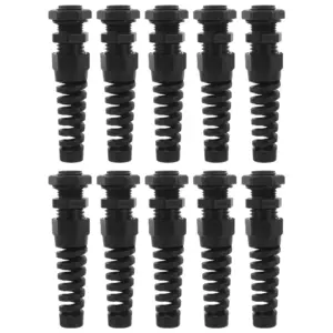 10Pcs Waterproof Nylon Strain Relief Cable Gland Twist Resistant Spiral Cord Grip for Industrial Automation Marine Outdoor LED