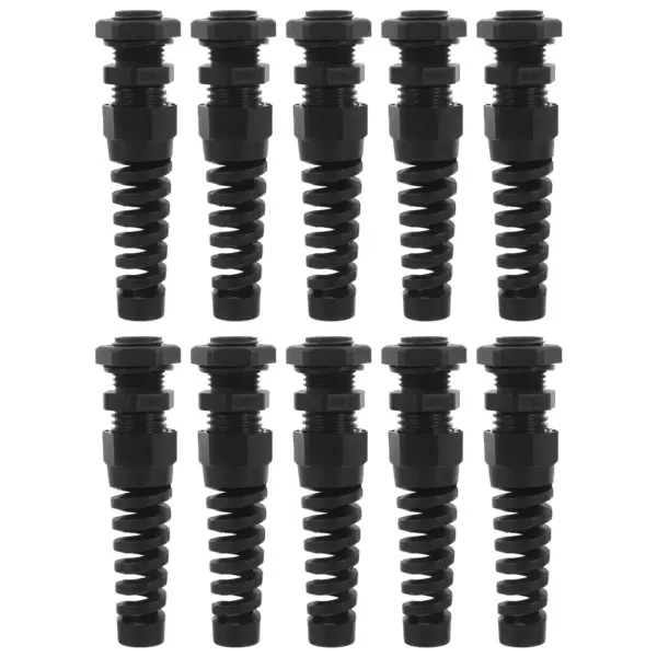 10Pcs Waterproof Nylon Strain Relief Cable Gland Twist Resistant Spiral Cord Grip for Industrial Automation Marine Outdoor LED