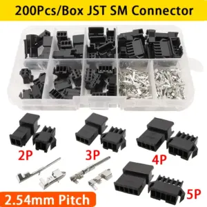 200Pcs/Box JST SM 2.54mm Male Female Housing Pin Header Connector 2/3/4/5 Pin 2.54mm Crimp Terminal Electric Wire Connector Kits