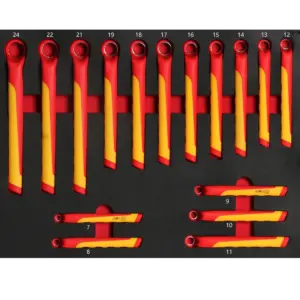 16PCS EVA Foam Tray  7-24MM Open End Wrench VDE Insulated Electrician Tool Set Insulation Wrench Set HOT SALES