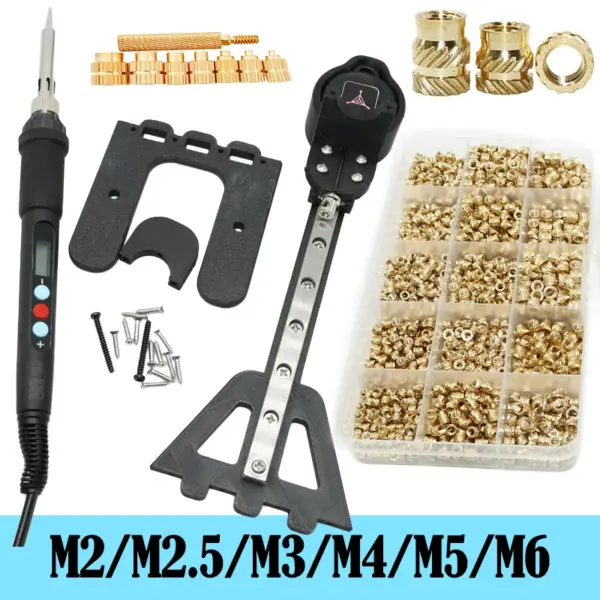 Heat Set Threaded Inserts Tool M2 M3 M4 M5 Brass Hot Melt Knurled Nut for Plastic Nuts Printing 3D Insertion Soldering Iron Kit