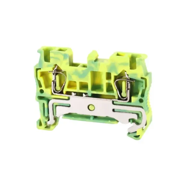 10Pcs ST2.5/4/6/10PE DIN Rail Earth Terminal Block, Yellow-Green Spring Clamp for Tool-Free Grounding