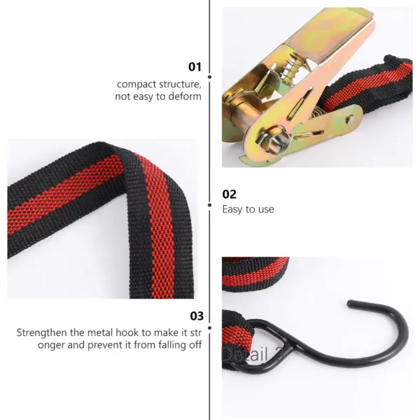 4Pcs 15 Inch Heavy Duty Ratchet Tie Down Straps with Reinforced Metal Buckle and Hook Polyester Cargo Securing Straps for Kayak