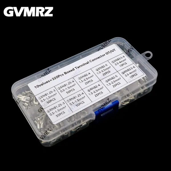 320pcs Crimp Terminal Kit with Electrical Connector U/O Splicing Termination RNB/SNB1.25-4 Wire Connector Cable Termination Plie