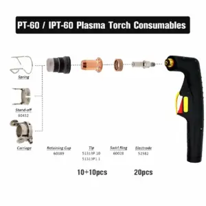 BOFO 40Pcs Plasma Tips Kit 1.0mm 1.1mm Electrode 52582 for IPT-60 PT60 PT40 IPT-40 Plasma Torch 1.0mm Nozzle 51313P1.0