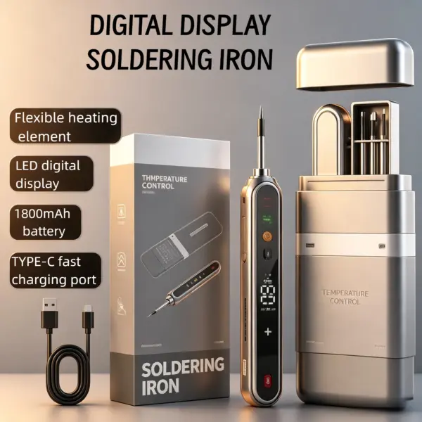 Cordless USBSmart Soldering Iron Kit Adjustable Temperature Digital TypeC Portable Wireless Welding Repair Tool 5V 3A Fast Heat