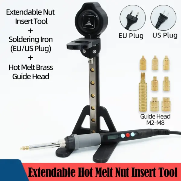Stealth Press Heat Set Brass Insert Nut Press Tool Soldering Iron Tip Thread Embedded Kit Copper Insertion for 3D Printing Parts