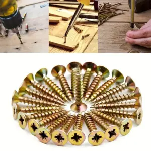 135pcs M4*50mm Flathead Wood Screws Countersunk Self-tapping Galvanized Steel, Fully Threaded Suitable for Wood，Home decoration