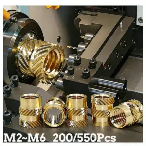 200/550Pcs Premium Brass Heat Set Inserts M2 M3 M4 M5 M6 Double Knurled Threaded Inserts Nuts for 3D Printing Plastic Components