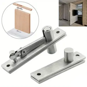 1 Set 360 Degree Rotate Stainless Steel Hidden Door Hinge Kit Heavy-duty Door Pivot Hinge for Wooden Door/Secret Doors/Bookshelf
