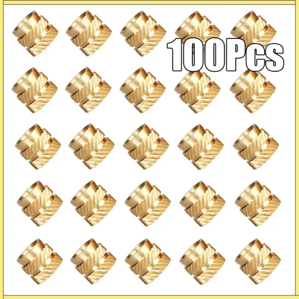 100pcs M3 M3*5.7-OD4.6 Thread Knurled Brass Threaded Heat Set Heat Resistant Insert Embedment Nut for 3D Printer accessories