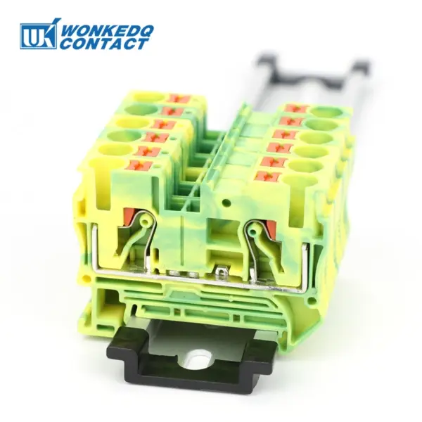 PT6-PE Push-in 6mm² Ground Din Rail Terminal Block Feed-Through Protective Earth Strip Plug Wire Electrical Connector PT 6-PE